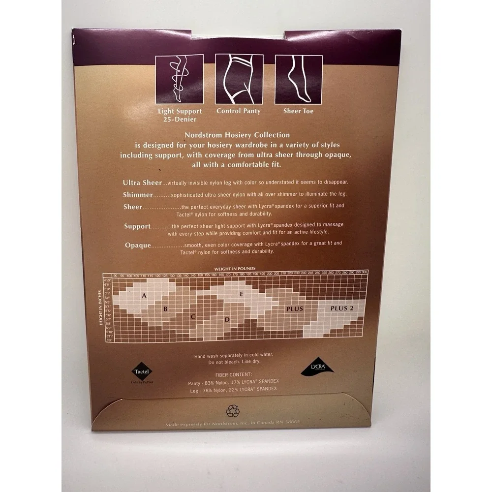 NIP Nordstrom Support Control‎ Top Pantyhose size B Light Beige 25 Denier Leg